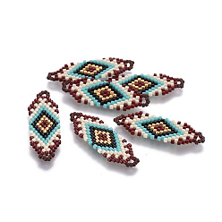 Разноцветный Японский бисер miyuki & toho ручной работы ссылки, Ткацкий станок, красочный, 35~36.5x12.5x2 мм, отверстие : 2x3 мм