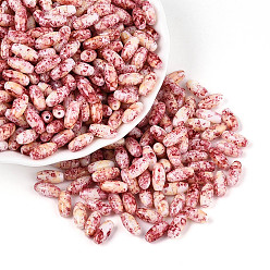 (123L) Белый крем непрозрачный блеск Выпечка краска стеклянные бусины, круглое отверстие, овальные, огнеупорный кирпич, 9.5x4~4.5 мм, отверстие : 0.8~1 мм, Около 1750 шт / фунт