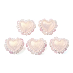 Champagne Gold Imitationsperlen aus Kunstperlen und Polymerclay (Rot, Weiß, Schwarz, Wasser, Wasser), Herz & Rose, Champagner-Gold, 22.5~24x27~29x23~24 mm, Bohrung: 2~3 mm