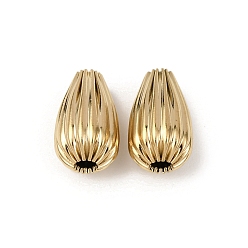 Настоящее золото 18K Текстурированные 304 шарики из нержавеющей стали, слеза, ионное покрытие (ip), реальный 18 k позолоченный, 12.5x7.5 мм, отверстие : 1.6 мм