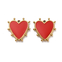 Красный 304 подвески из нержавеющей стали, сердце, с эмалью, реальный 18 k позолоченный, ионное покрытие (ip), красные, 19x17.5x2.5 мм, отверстие : 1 мм