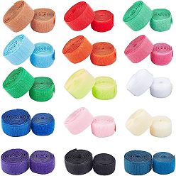 Mixed Color 15 Grouds 15 Colors Adhesive Hook and Loop Tapes, Magic Taps with 50% Nylon and 50% Polyester, Mixed Color, 1groud/color