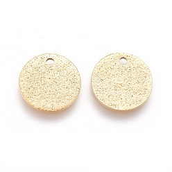Golden Ion Plating(IP) 304 Stainless Steel Charms, Textured, Flat Round with Bumpy, Golden, 12x0.8mm, Hole: 1.4mm
