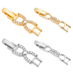 (52) Непрозрачная лаванда 8 шт. 2 стили стойка покрытие латунь прозрачный кубический цирконий застежки для часового ремешка, без кадмия и без свинца, долговечный, разноцветные, 33x5.5x4 мм, отверстие : 3x3 мм