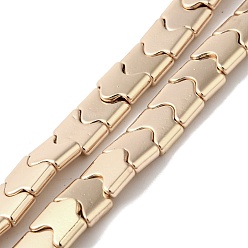 Светло-Золотое Покрытие Гальванические нити из синтетических немагнитных гематитовых бусин, форма волны, 2-луночное, свет позолоченные, 8x8x3 мм, отверстие : 1 мм, около 71 шт / нитка, 15.75'' (40 см)