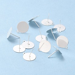 Серебро Медные серьги с гвоздиками, с петлей и 925 серебряными булавками, долговечный, плоско-круглые, серебряные, 14.5x12.5 мм, отверстие : 1.2 мм, штифты : 0.7 мм