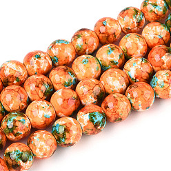 Темно-Оранжевый С напылением окрашенные синтетические бирюзовые бусинки, круглые, темно-оранжевый, 8 мм, отверстие : 0.7~0.8 мм, около 50 шт / нитка, 14.76 дюйм (37.5 см)