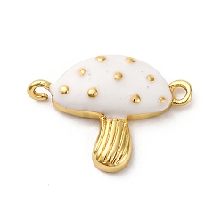 Белый Подвески из латунной эмали, грибные ссылки, реальный 18 k позолоченный, стойки покрытие, долговечный, без кадмия и без свинца, белые, 12.5x17x4 мм, отверстие : 1.2 мм