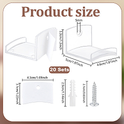 Clear ABS Baseball Cap Hook, Clear, 50x45.5x33mm, Hole: 5mm