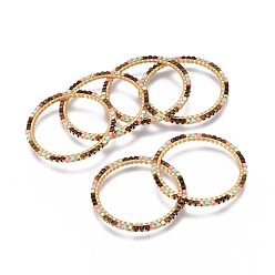 Разноцветный Японский бисер miyuki & toho ручной работы, с латунными кольцами, Ткацкий станок, кольцо, золотые, красочный, 31x1.8 мм