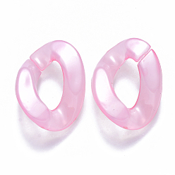 Pearl Pink Imitation Jelly Acrylic Linking Rings, Quick Link Connectors, for Curb Chains Making, Twist, Pearl Pink, 30x21x6mm, Inner Diameter: 16x8mm