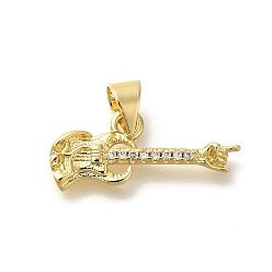 Guitar Покрытие стойки латунь с подвесками из фианита, с оболочкой, долговечный, без свинца и без кадмия, настоящие 18k позолоченные подвески, гитар, 8x20.5x2.5 мм, отверстие : 4x3.5 мм