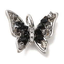 Платина Латунные микро проложить кубического циркония подвески, без кадмия, без никеля и без свинца, с кварцевым, бабочки прелести, с целью перехода в кольце, платина, 15x18.5x3.5 мм, отверстие : 3.5 мм