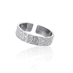 Platinum Brass Cuff Open Rings for Women, Platinum, Inner Diameter: 15~20mm
