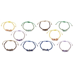 Смешанные камни 2шт. плетеные браслеты из натуральных смешанных драгоценных камней и стеклянных бусин для женщин, с нейлоновой, внутренний диаметр: 1-3/4 дюйм (4.5 см) ~ 3-1/8 дюйм (8 см)