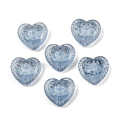 Стально-синий Стеклянные бусины, сердце с цветочным узором из бусин, с блеском порошок, стальной синий, 16x17.5x7.5 мм, отверстие : 1.2 мм