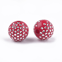 Mixed Color Plating Acrylic Beads, Metal Enlaced, Round, Mixed Color, 8mm, Hole: 2mm, about 1800pcs/500g