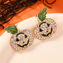 Золотой Серьги-гвоздики из сплава тыкв, со стразами, золотые, 27x24 мм