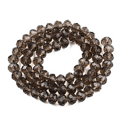 Coconut Brown Glass Beads Strands, Faceted, Rondelle, Coconut Brown, 8x6mm, Hole: 1mm, about 65~68pcs/strand, 15.7~16.1 inch(40~41cm)