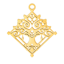 Золотой 304 подвески из нержавеющей стали, ромб с подвеской для йоги, золотые, 33x30 мм