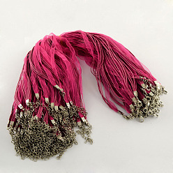 Светло-Вишневый Многожильных ожерелье шнура для изготовления ювелирных изделий, с 4 петлями вощеный шнур, органза ленты, цинкового сплава омаров коготь застежки и металлические цепи, светло-вишневый, 17.3 дюйм