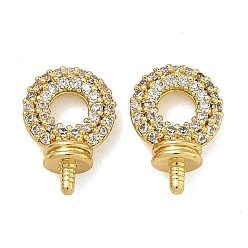 Настоящее золото 18K Латунный микро-паве кубический цирконий, без кадмия и без свинца, стойки покрытие, долговечный, реальный 18 k позолоченный, 12x8x4.5 мм, отверстие : 3 мм, штифты : 1.3 мм