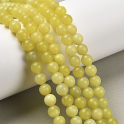 Лимонный Нефрит Натурального лимонного нефрита раунд из бисера пряди, 6~6.5 мм, отверстие : 1 мм, около 58~60 шт / нитка, 15 дюйм