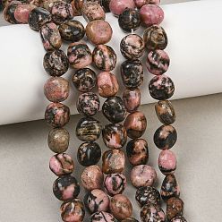 Rodonita Perlas naturales rhodonite hebras, pepitas, 9~11x8~10x6~10 mm, agujero: 0.8 mm, sobre 18~19 unidades / cadena, 6.89~7.28'' (17.5~18.5 cm)