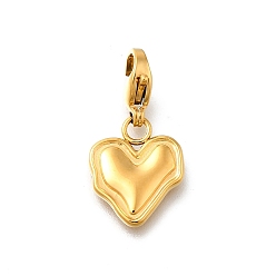 Настоящее золото 14K Сердце 304 подвесные украшения из нержавеющей стали, ионное покрытие (ip), с застежкой омар коготь, реальный 14 k позолоченный, 14.5x12x2.5 мм
