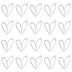 Нержавеющая Сталь Цвет 20 шт. 304 подвески из нержавеющей стали, шарма сердца, цвет нержавеющей стали, 27x24x1.5 мм, отверстие : 2 мм