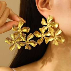 Настоящее золото 18K 304 серьги из нержавеющей стали, реальный 18 k позолоченный, 61.5x58.5 мм