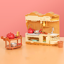Разноцветный Пластиковые миниатюрные украшения для витрин мебели, Мини-кухонная плита, посуда для декора кукольного домика, красочный, упаковка: 47x206x125 мм