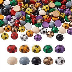 (52) Непрозрачная лаванда 200шт. кабошоны из дерева схима, полукруглый / купольный и полукруглый / купольный с клетчатым рисунком, разноцветные, 14.5~15x8 мм