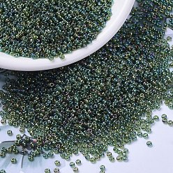 (RR288) Transparent Olive Green AB MIYUKI Round Rocailles Beads, Japanese Seed Beads, (RR288) Transparent Olive Green AB, 11/0, 2x1.3mm, Hole: 0.8mm, about 1100pcs/bottle, 10g/bottle