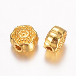 Golden Alloy Beads, Flower, Golden, 5.5x4mm, Hole: 1mm
