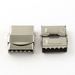 Stainless Steel Color Smooth Surface 201 Stainless Steel Watch Band Clasps, Stainless Steel Color, 25x21x8mm, Hole: 18x4mm