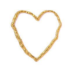 Настоящее золото 18K Текстурированные и полые 304 подвески из нержавеющей стали, шарма сердца, ионное покрытие (ip), долговечный, реальный 18 k позолоченный, 44x43 мм, отверстие: 41 мм