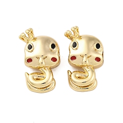 Настоящее золото 18K Латунь эмаль подвески, очарование змеи, без кадмия, без никеля и без свинца, реальный 18 k позолоченный, 15x9x6 мм, отверстие : 2.5 мм