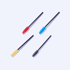 Mixed Color Nylon Eye Lashes Cosmetic Brushes, with Plastic Handle, Mixed Color, 9.8x0.3cm