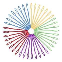 (52) Непрозрачная лаванда Спицы из пластиковой пряжи, тупые иглы с большим ушком, детская игла, разноцветные, 90x0.7 мм