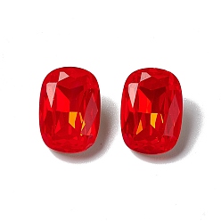 Ruby Opal Style K9 Glass Rhinestone Cabochons, Pointed Back & Back Plated, Octagon Rectangle, Ruby, 14x10x5mm