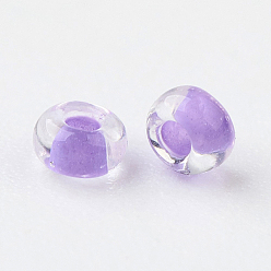 Lilac 11/0 Grade A Round Glass Seed Beads, Transparent Inside Colours, Lilac, 2.3x1.5mm, Hole: 1mm, about 48500pcs/pound