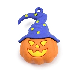 Тыква Хэллоуин тема пластиковые подвески из пвх, тыква, 47.5x34.5x21.5 мм, отверстие : 2.5 мм