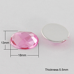 Бледно-Розовый Акриловый кабошоны со стразами, плоская задняя и задняя, граненые, овальные, розовый жемчуг, 18x13x5.5 мм , около 500 шт / мешок