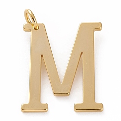 Letter M Золотые латунные подвески, долговечный, буквы, letter.m, 27x22x1.5 мм, отверстие : 3.5 мм