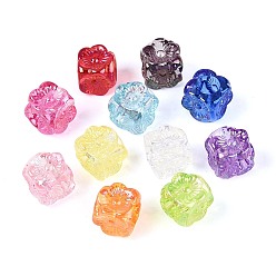 (52) Непрозрачная лаванда УФ-покрытие прозрачные акриловые европейские бусины, бусины с большим отверстием, радужный, куб и цветок, разноцветные, 8.5x8.5x8.5 мм, отверстие : 5 мм