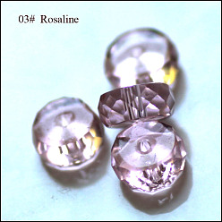 Pink К 9 стекло, имитация Австрийские кристаллические шарики, класс AAA, граненые, плоско-круглые, розовые, 10x5.5 мм, отверстие : 0.9~1 мм