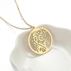 Дерево 304 Полая цепочка-подвеска из нержавеющей стали для женщин, золотые, дерево, 17.72 дюйм (45 см)