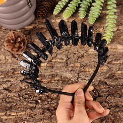 Черный Ободки для волос из натурального кварцевого кристалла, с короной из сплава, для женщин девушек, чёрные, 350 мм