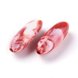 FireBrick Acrylic Imitation Gemstone Beads, Oval, FireBrick, 29~29.5x11mm, Hole: 2.5mm, about 220pcs/500g